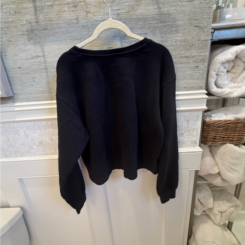 NWT new small Anthropologie Black Embellished Crew-Neck Sweatshirt beaded - Picture 14 of 17